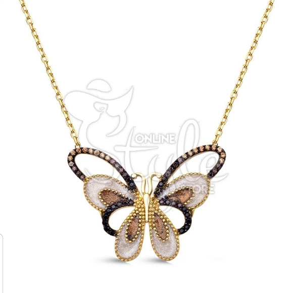 Butterfly Gold Plated Sterling Silver Necklace - Picture 1 of 4